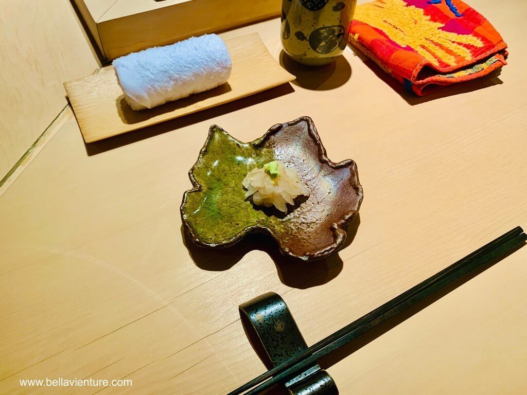 中山區 米其林一星 明壽司 第一道 富山白蝦 中山區 米其林一星 明壽司 第一道 富山白蝦